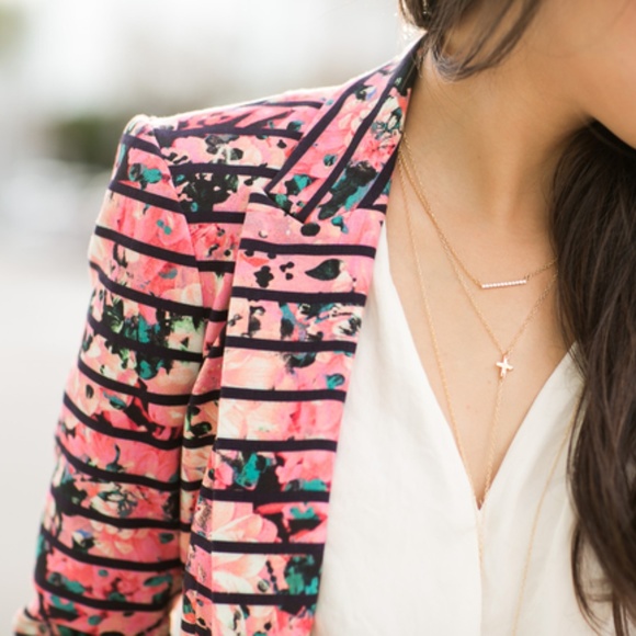 Banana Republic Striped Floral One Button Blazer - Picture 2 of 5